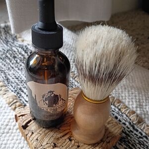 Organic Beard Oil With Argan Oil And Shave Brush ( Boar Hair Bristle)